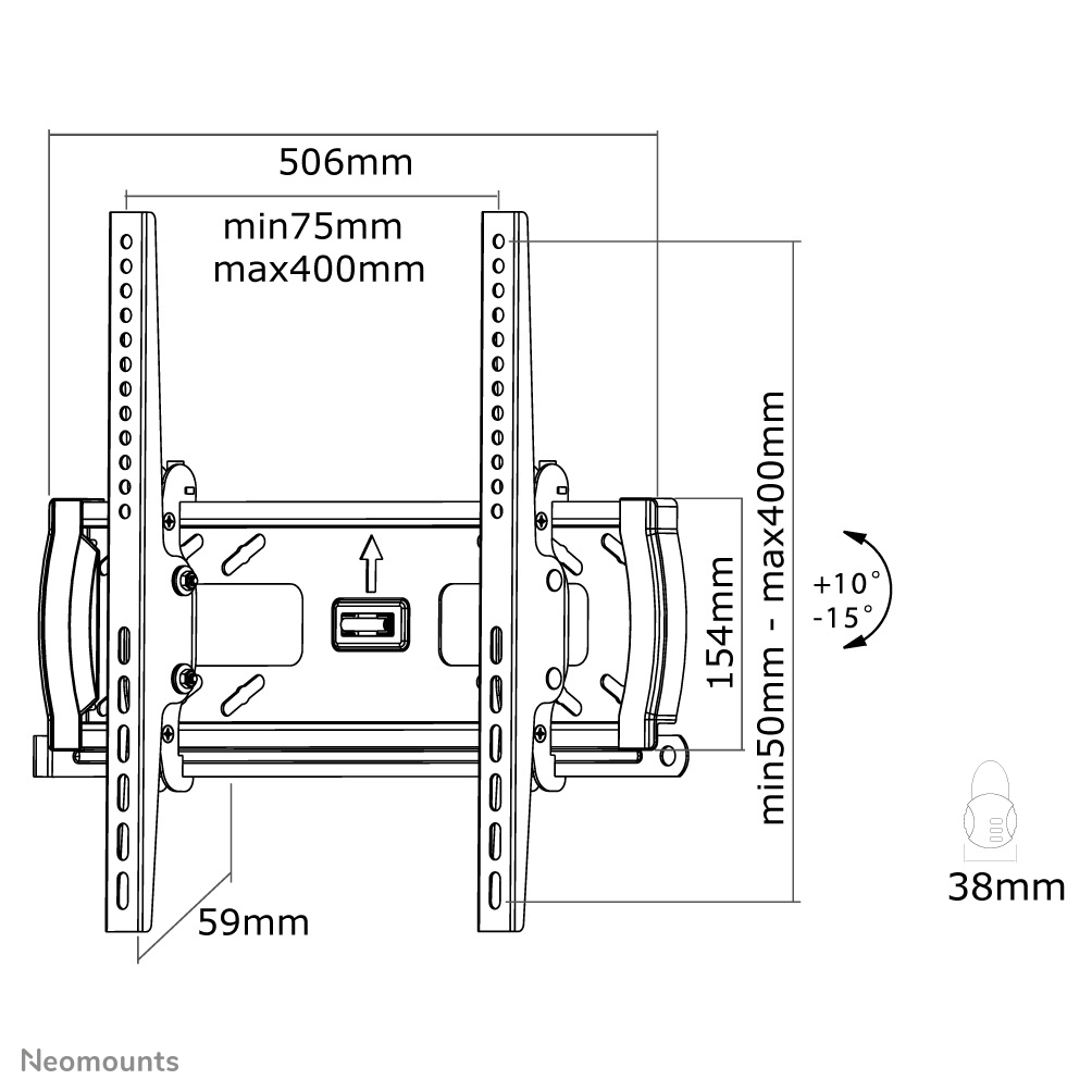 Neomounts PLASMA-W240 - Klammer - neigen - für Flachbildschirm - Schwarz - Bildschirmgröße: 58.4-152 cm (23"-60")