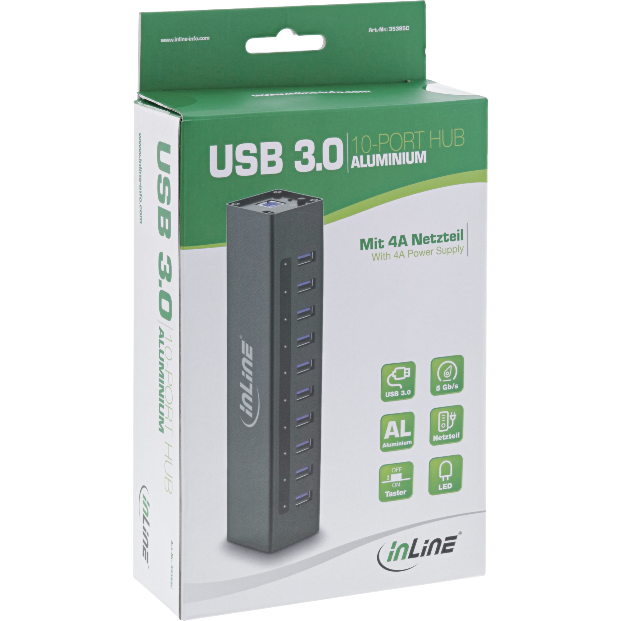InLine Hub - 10 x SuperSpeed USB 3.0 - Desktop