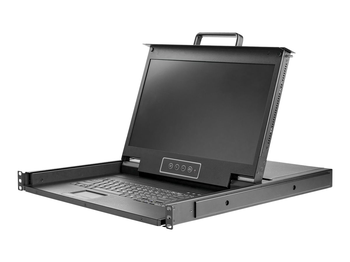 StarTech.com Rack KVM Konsole HD 1080p - US Tastatur(QWERTY), Ein Port VGA KVM mit 17" LCD Monitor - 1HE LCD KVM Konsolenschublade mit Kabeln - USB Unterstützung - 50.000 MTBF (RKCONS17HD)