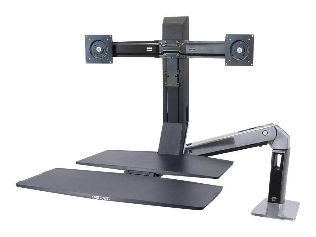 Ergotron WorkFit-A Dual with Worksurface+ Standing Desk - Befestigungskit (Spannbefestigung für Tisch, Flexibler Arm, 2 Drehgelenke, Tastatur-Tablett, Arbeitsoberfläche)