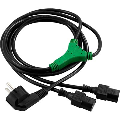 Deltaco apparat-Y-kabel för vaegg skärm PC CEE 7/7 - 2xIEC C13