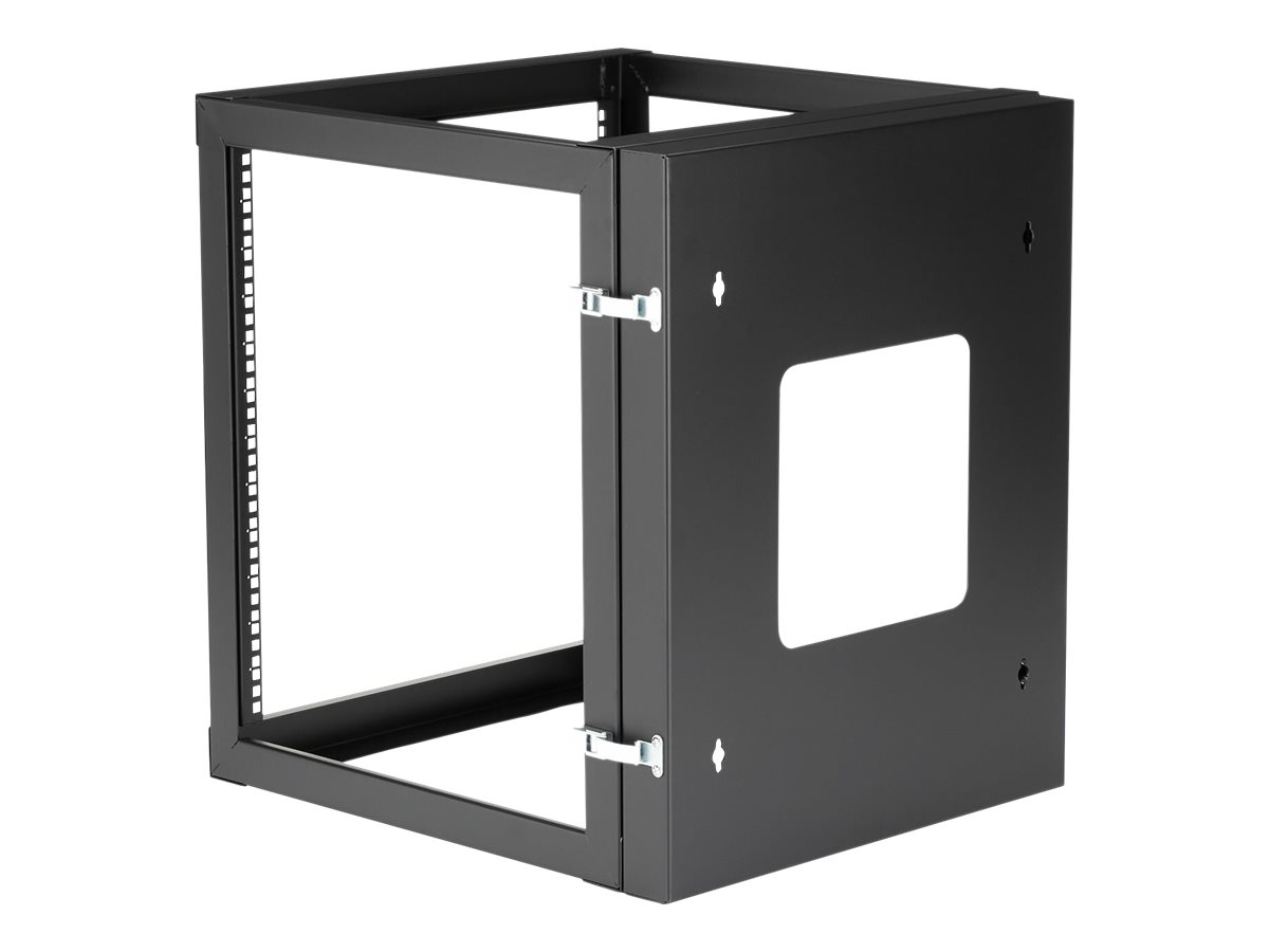 StarTech.com 12U Hinged Open Frame Wall Mount Server Rack - 4 Post 22 in. Depth Network Equipment Rack Cabinet - 140 lbs capacity (RK1219WALLOH)