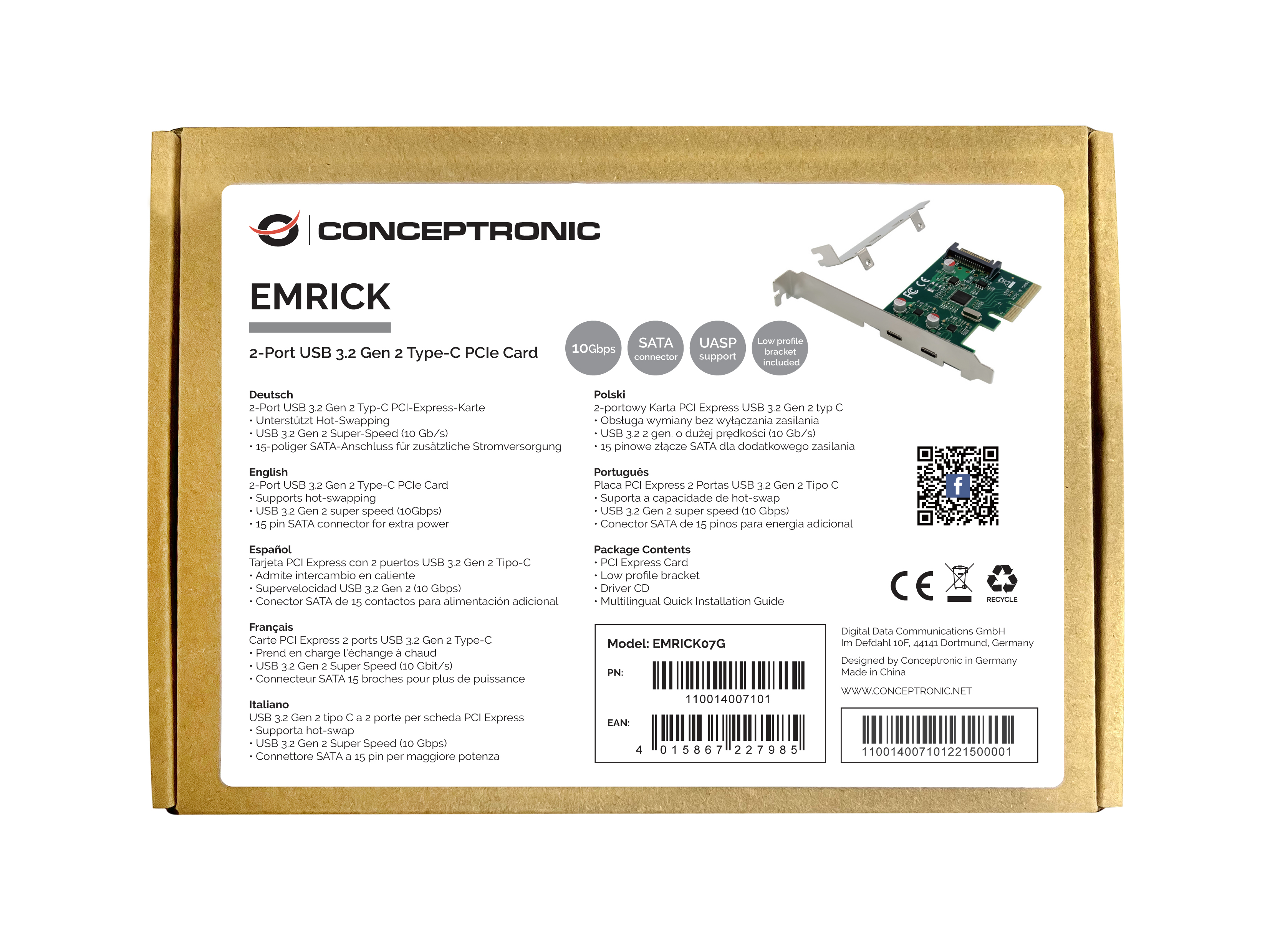Conceptronic EMRICK07G - USB-Adapter - PCIe 2.0 x4 Low-Profile