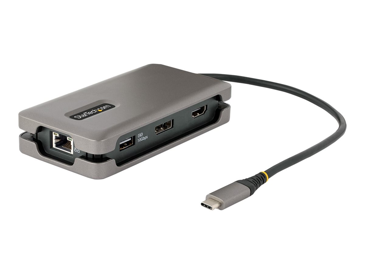 StarTech.com USB-C Multiport Adapter, 4K 60Hz HDMI/DP Video, 3-Port USB Hub, 100W Power Delivery Pass-Through, GbE, USB Type-C Travel Dock w/ Charging, 1ft/30cm Wrap-Around Cable - Mini Laptop Docking Station (DKT31CDHPD3)