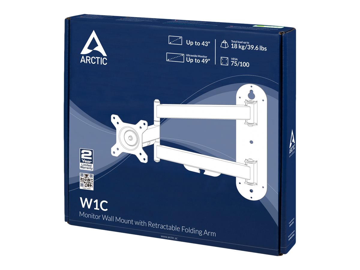 Arctic W1C - Befestigungskit (Gelenkarm, VESA-Adapter) - für Monitor - ADC12 Aluminiumlegierung - Bildschirmgröße: up to 109.2 / 124.5 cm (ultra-wide)