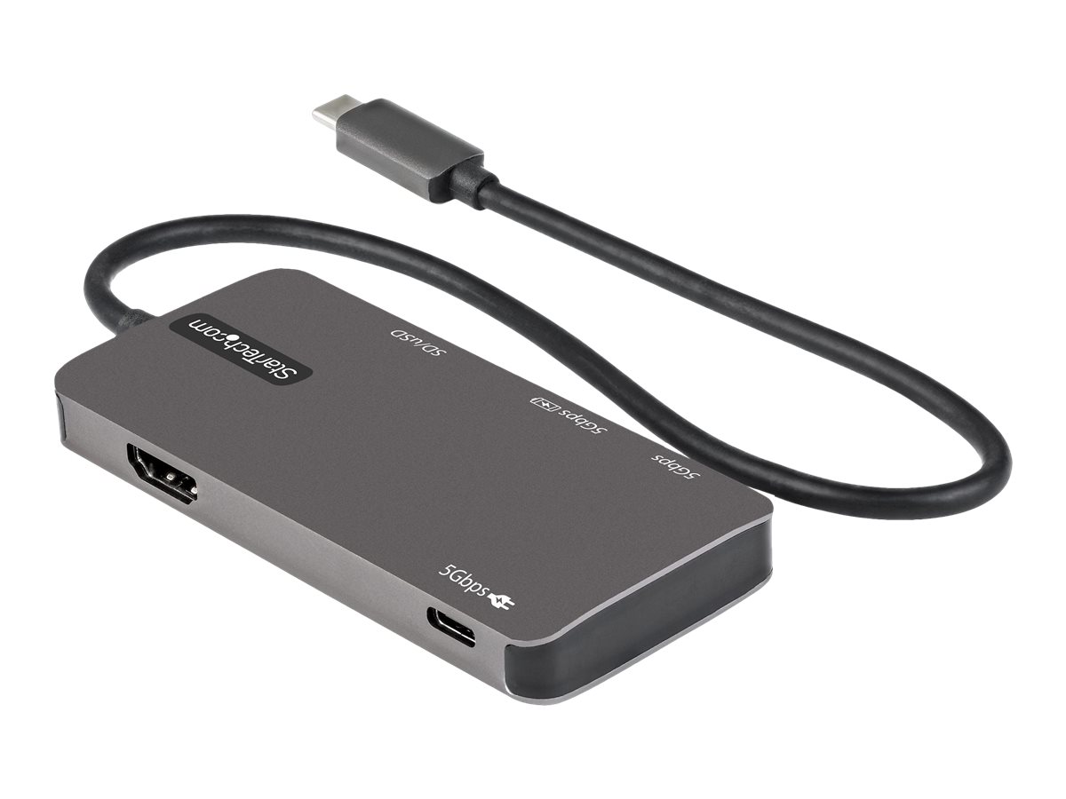 StarTech.com USB-C Multiport Adapter - USB-C auf 4K-HDMI, 100W PD Pass-Through, SD-/MicroSD-Steckplatz -  USB-C-Mini-Dock - 30 cm langes Kabel (DKT30CHSDPD)