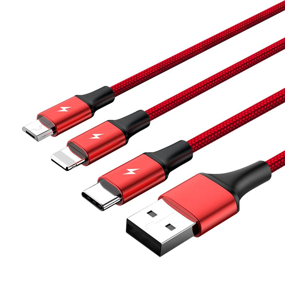 Unitek International UNITEK C4049RD - 1,2 m - USB A - USB C/Micro-USB B/Lightning - Rot