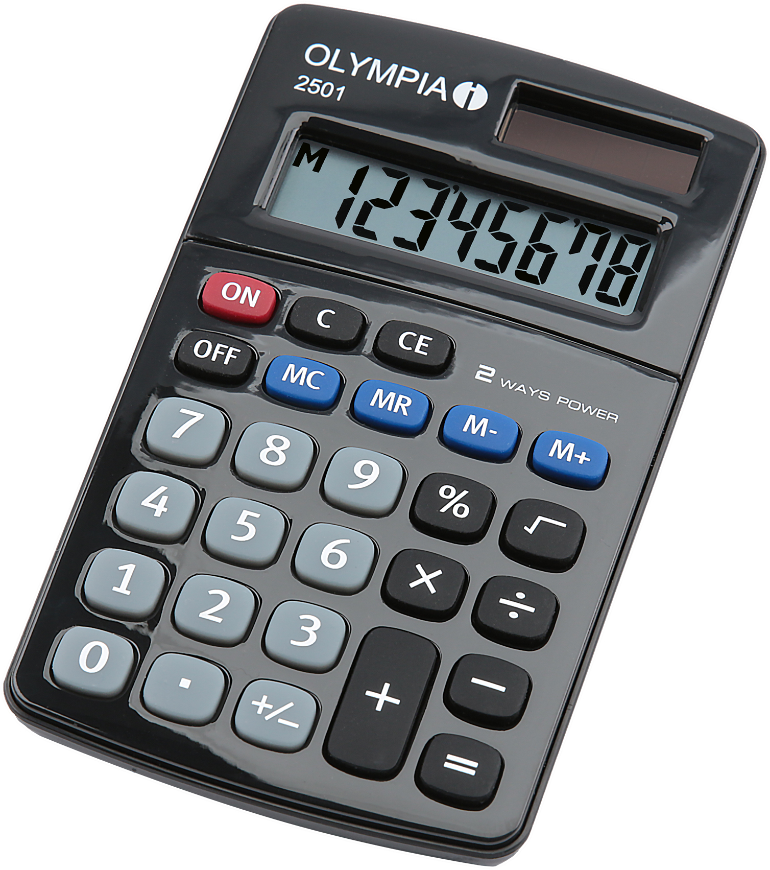 Olympia 2501 - Desktop - Einfacher Taschenrechner - 8 Ziffern - Batterie/Solar - Schwarz - Blau - Grau