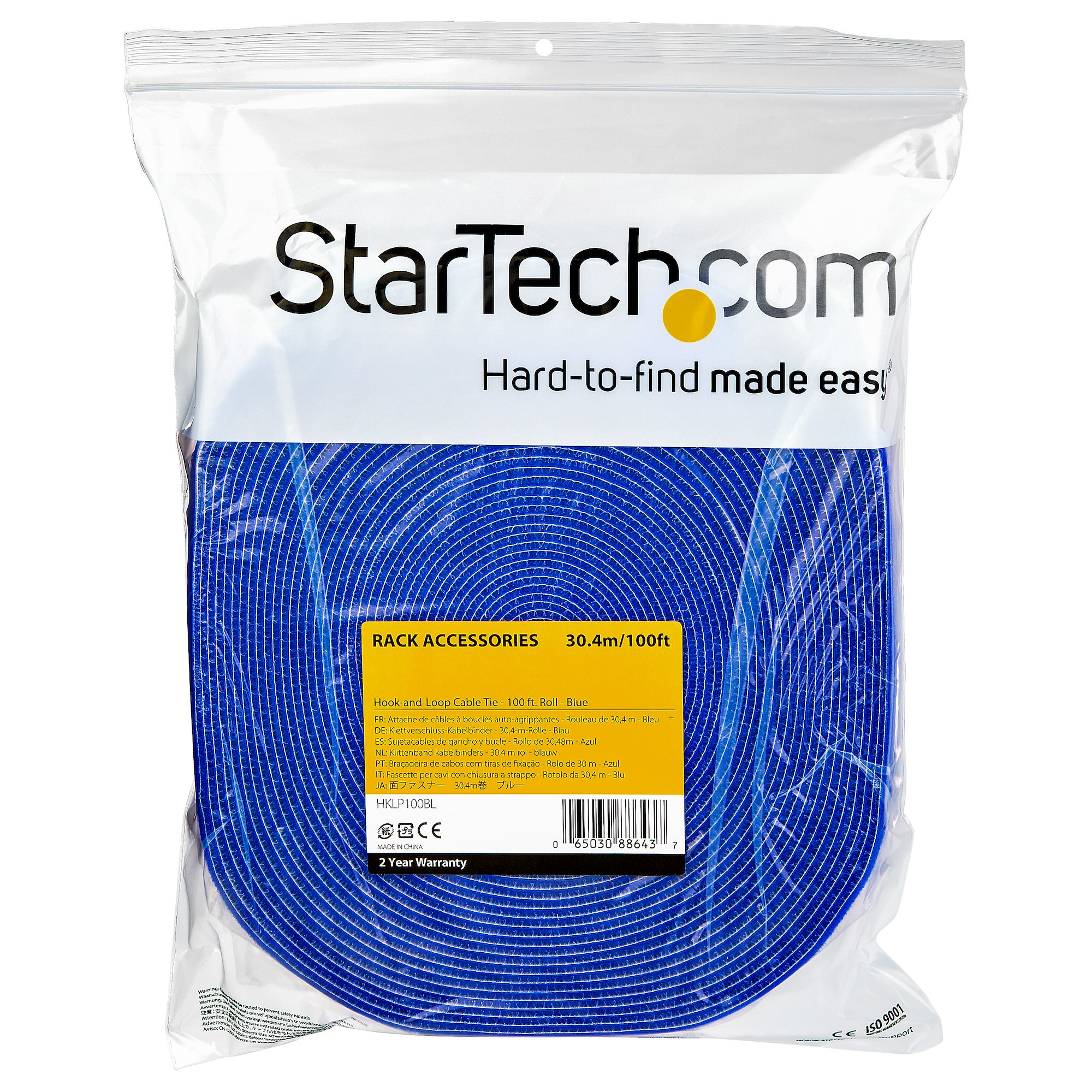 StarTech.com HKLP100BL Klettkabelbinder (30,4m, frei zuschneidbar & wiederverwendbar)