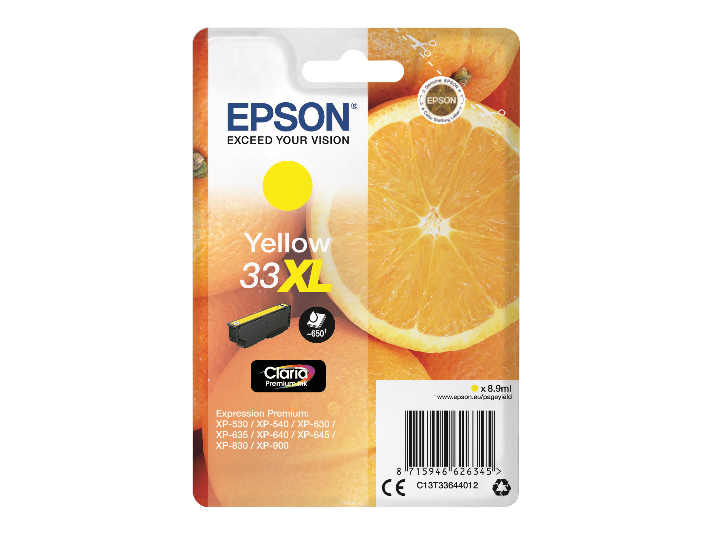 Epson 33XL - 8.9 ml - XL - Gelb - Original - Blisterverpackung