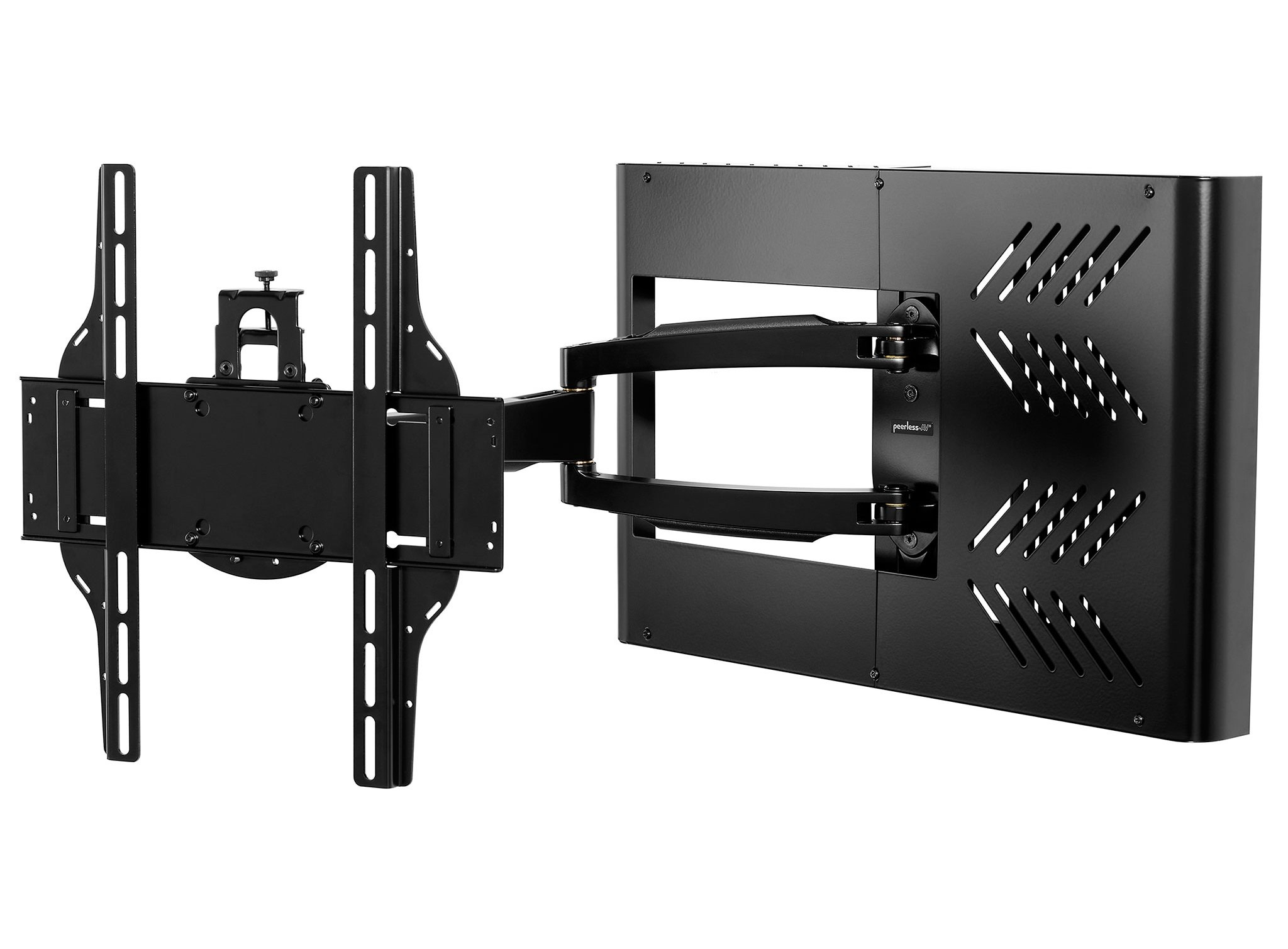 Peerless AV HA746-STB - Klammer für Set-Top-Box & TV - Schwarz Halbglanz - Bildschirmgröße: 106.7-139.7 cm (43"-55")