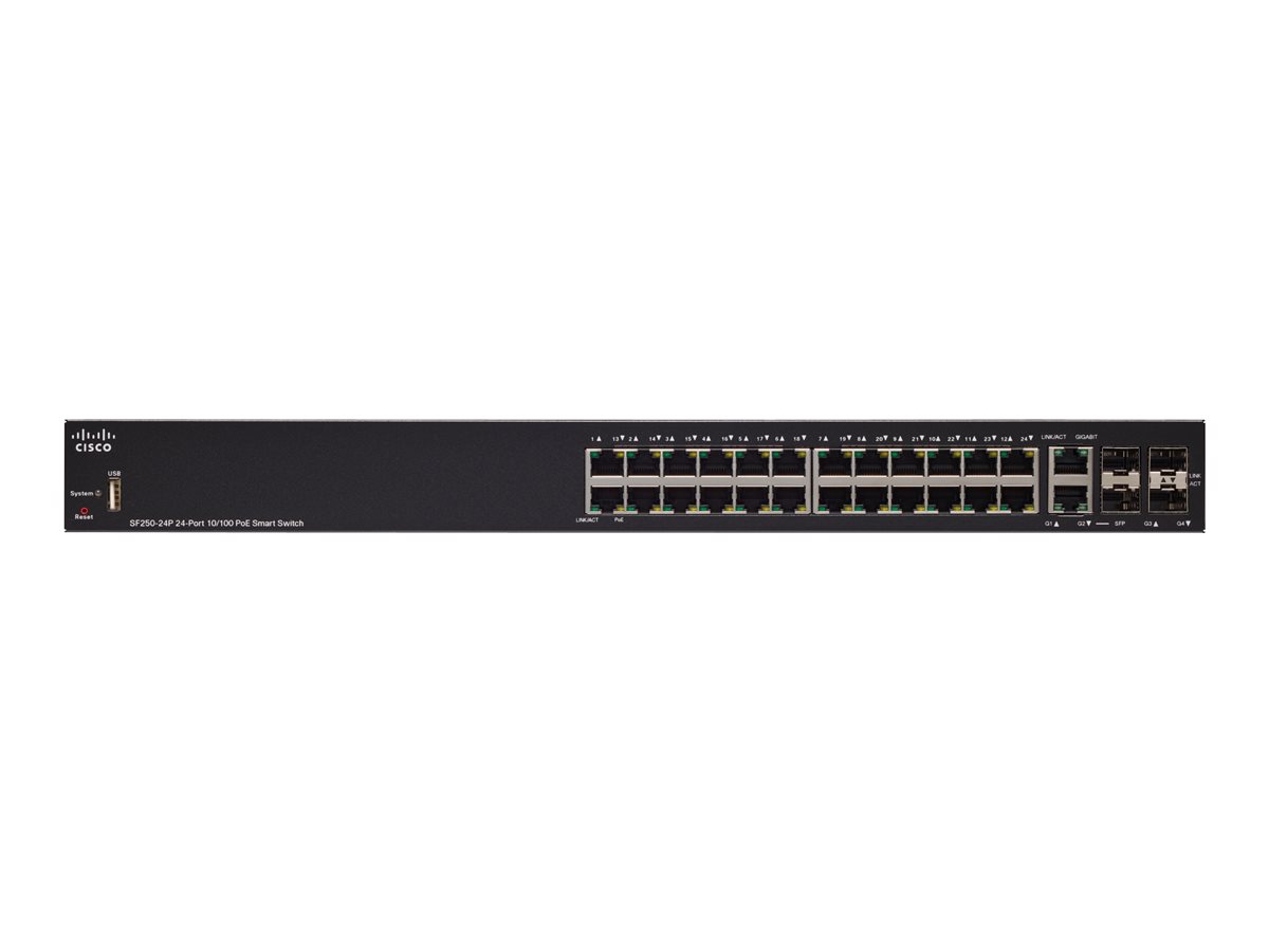 Cisco 250 Series SF250-24P - Switch - Smart - 24 x 10/100 (PoE+)