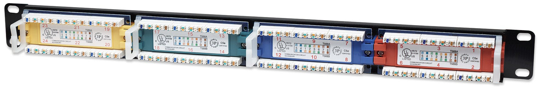 Intellinet 24-Port Cat5e Patchpanel, UTP, 19", 1 HE, farbkodiert - Patch Panel - RJ-45 X 24 - 1U - 48.3 cm (19")