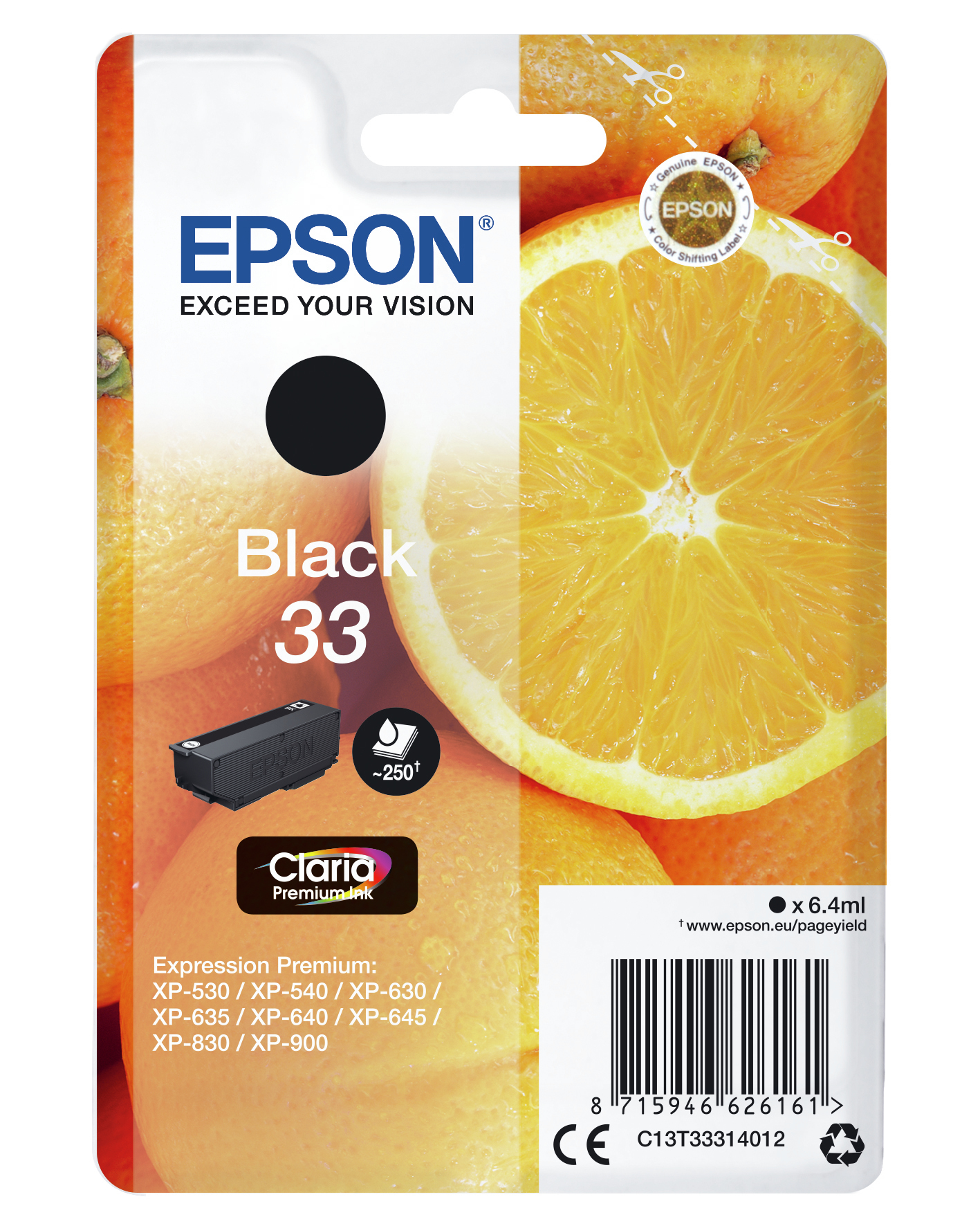 Epson 33 - 6.4 ml - Schwarz - Original - Blister mit RF- / aktustischem Alarmsignal
