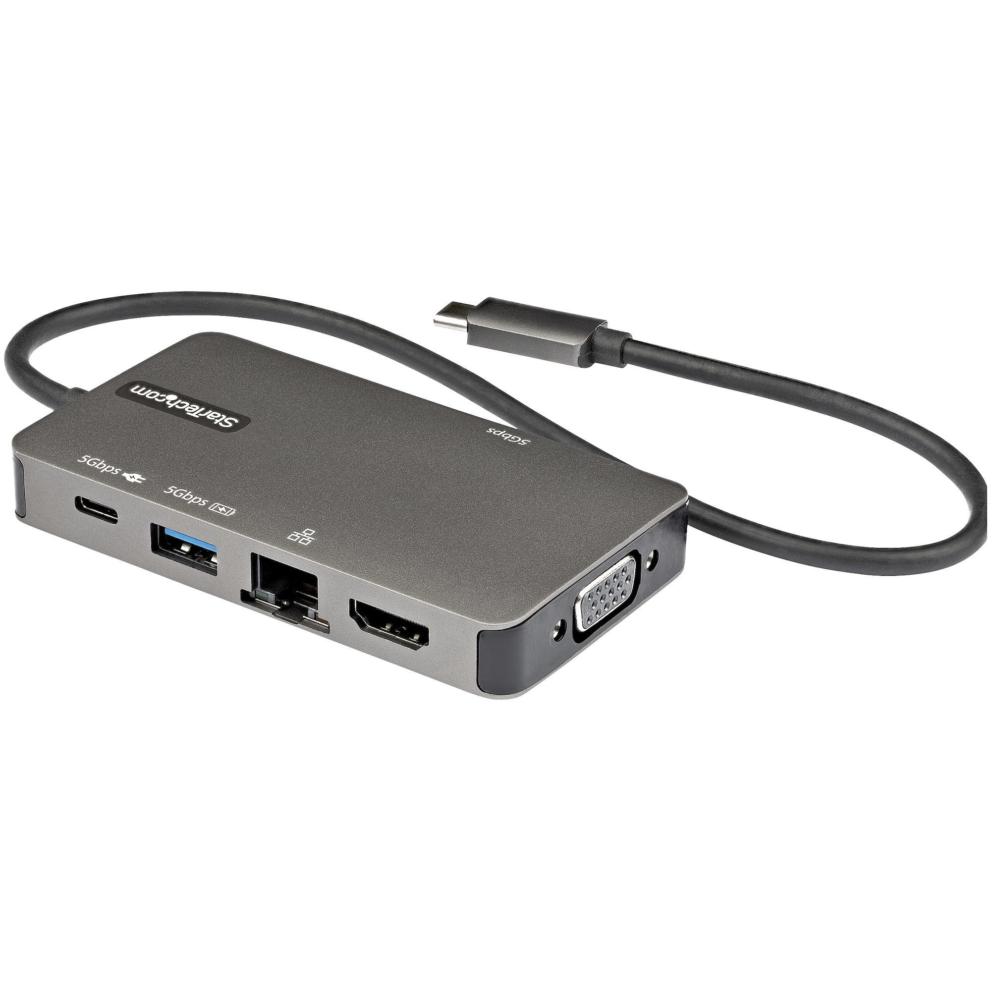 StarTech.com USB-C Multiport Adapter - USB-C auf 4K 30Hz HDMI oder 1080p VGA - USB Typ-C Mini Dock mit 100W Power Delivery Passthrough, 3-Port USB Hub 5 Gbit/s, GbE - 30cm Kabel (DKT30CHVPD2)