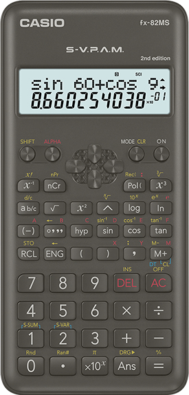 Casio FX-82MS-2 - Tasche - Wissenschaftlicher Taschenrechner - 10 Ziffern - 2 Zeilen - Akku - Schwarz