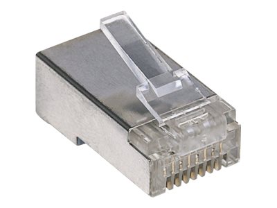 Intellinet 100er-Pack Cat5e RJ45-Modularstecker Pro Line, STP, 3-Punkt-Aderkontaktierung, für Litzen- und Massivdraht, 100 Stecker im Becher, 50 µ vergoldete Kontakte - Netzwerkanschluss - RJ-45 (M)