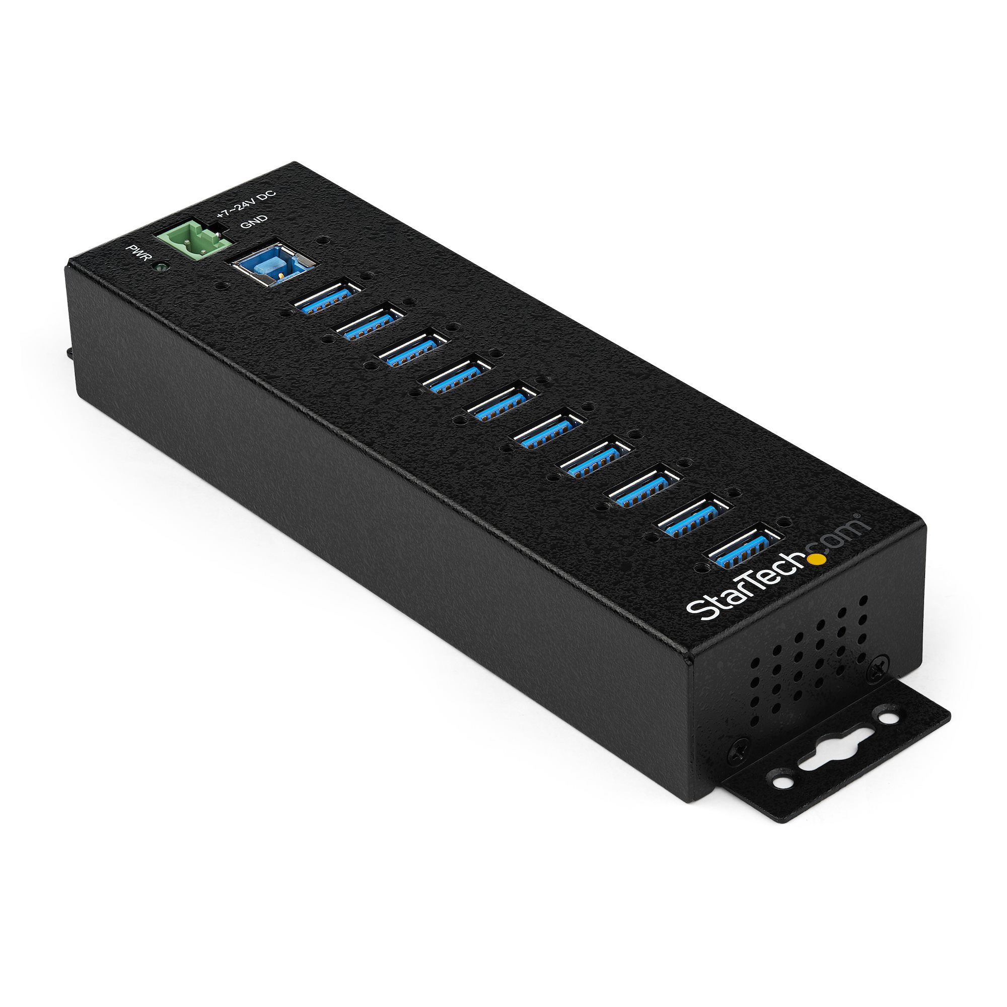 StarTech.com HB30A10AME USB 3.0 Hub (10-Port, Din-Rail,  Industrielle Anwendung, externes Netzteil, Uberspannungsschutz, ESD, 350 W, 15 kV)