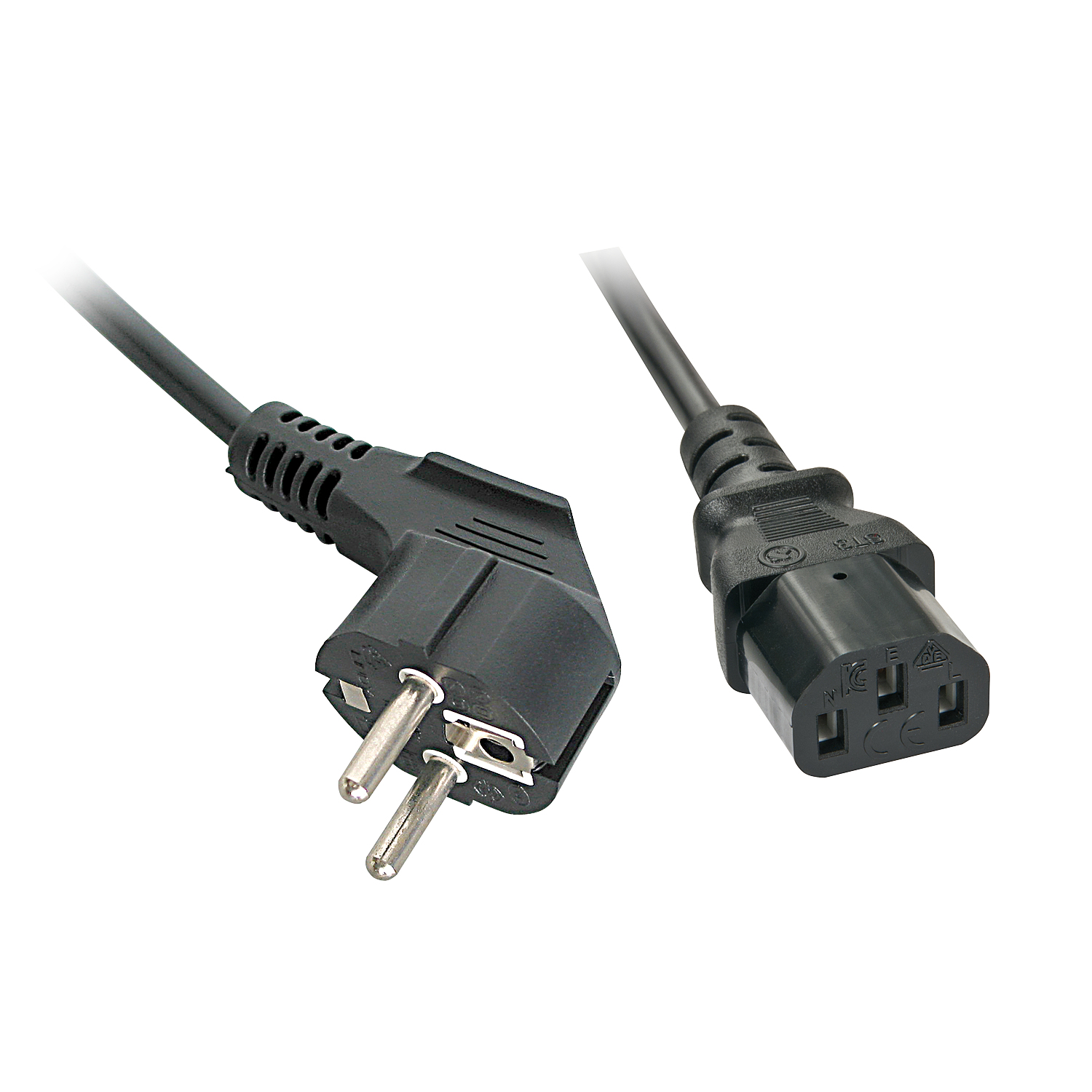 Lindy Schuko IEC Mains Cable - Stromkabel - CEE 7/7 gewinkelt bis IEC 60320 C13