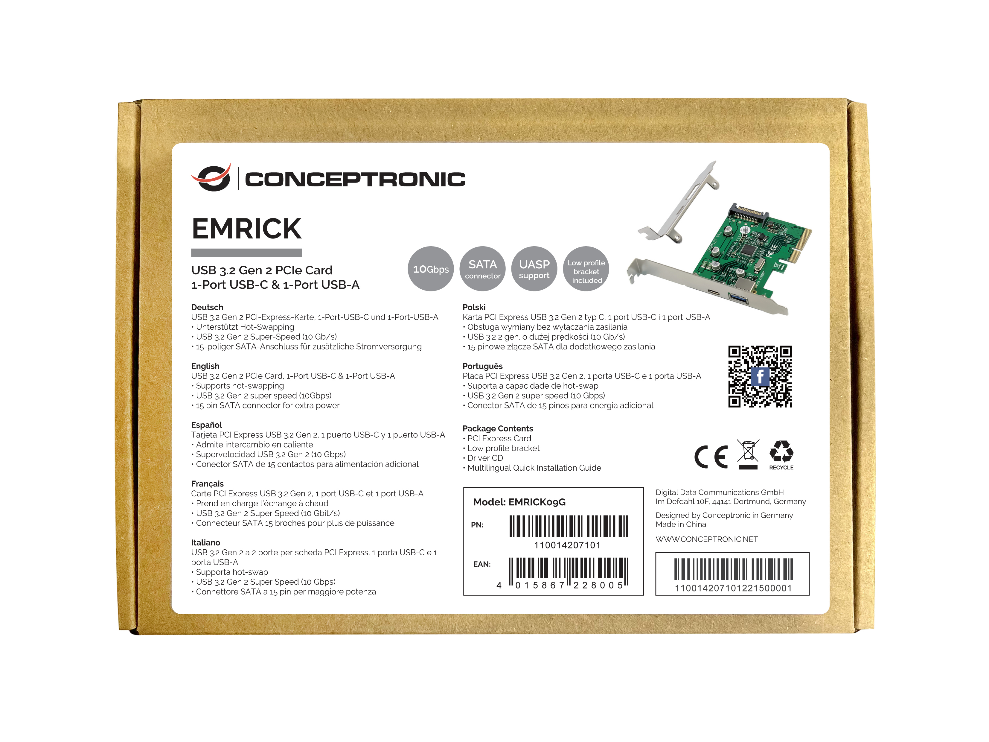 Conceptronic EMRICK09G - USB-Adapter - PCIe 3.0 x4 Low-Profile
