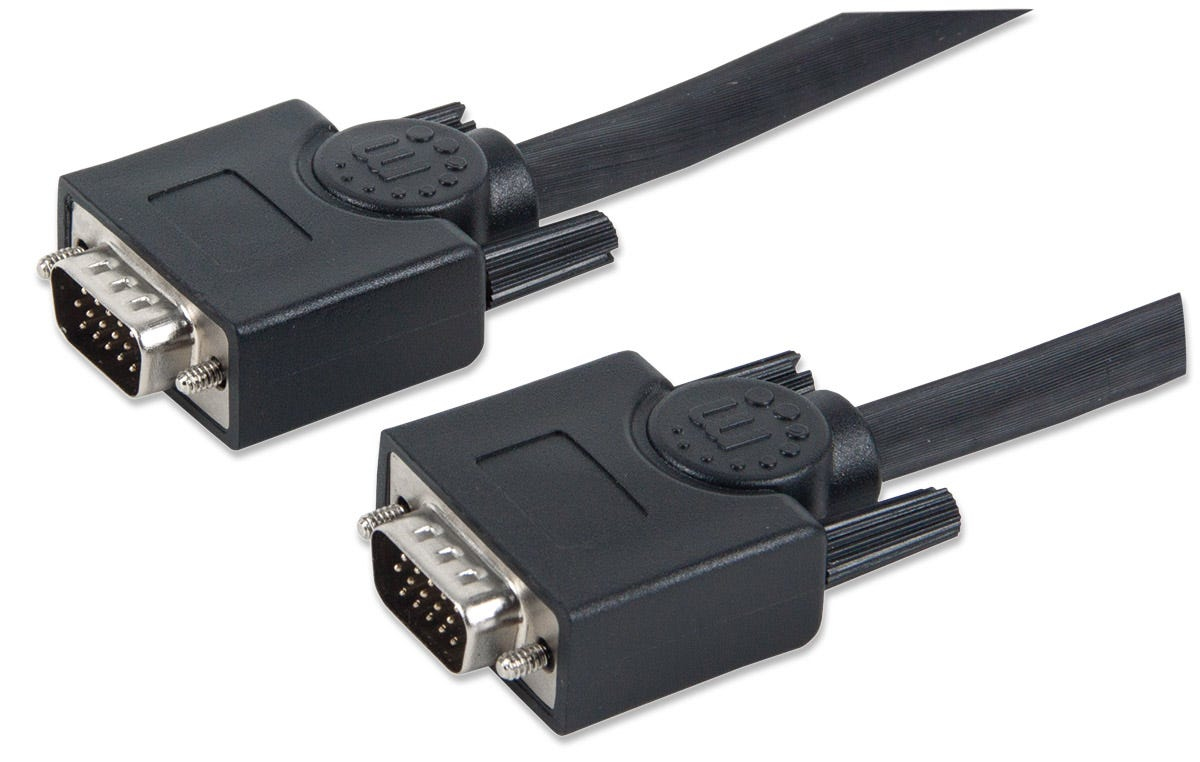 Manhattan VGA Monitor Cable, 20m, Black, Male to Male, HD15, Cable of higher SVGA Specification (fully compatible)