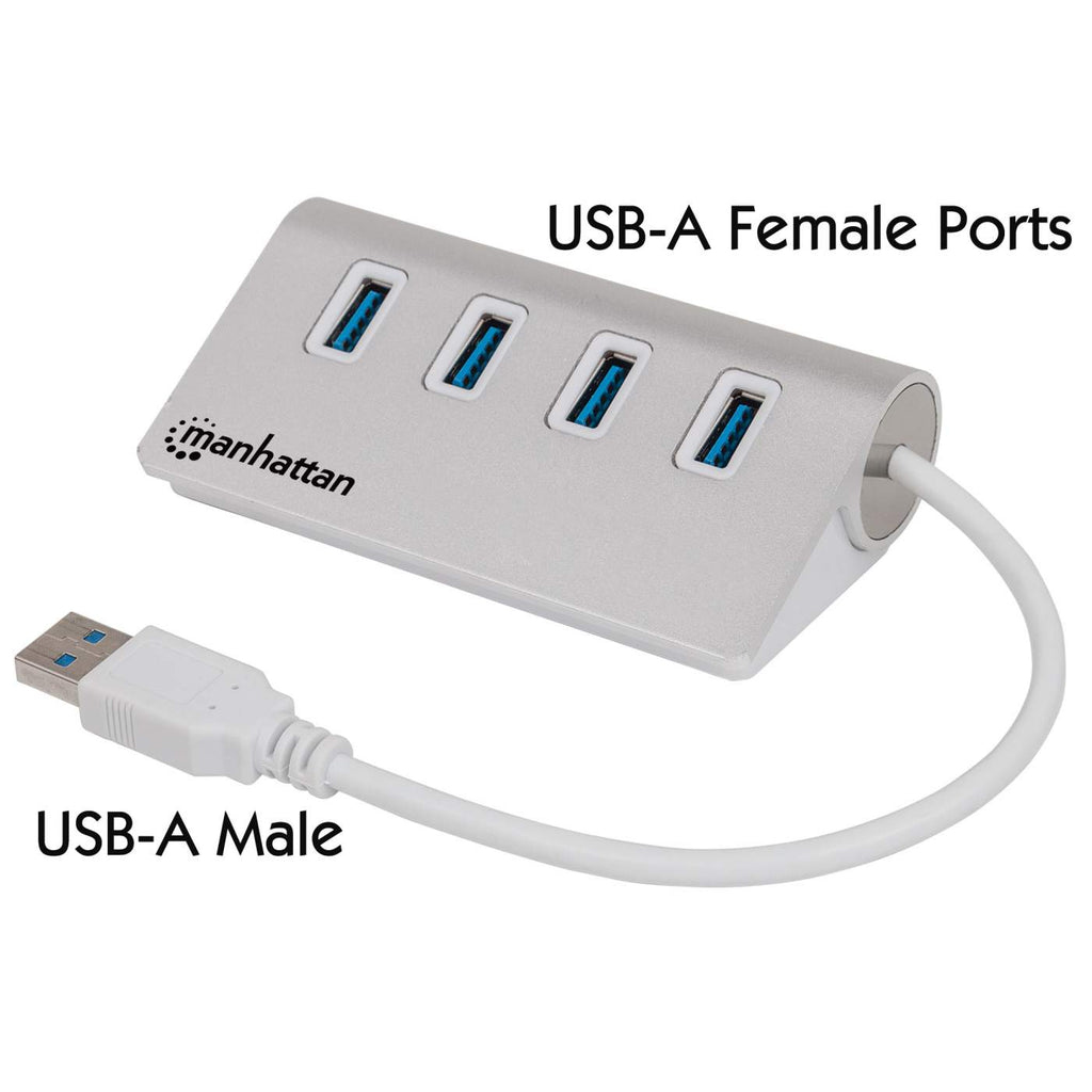 Manhattan USB-A 4-Port Hub, 4x USB-A Ports, 5 Gbps (USB 3.2 Gen1 aka USB 3.0)