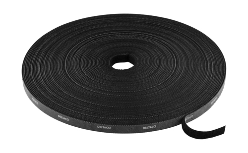 Deltaco Hook and loop fastener cable ties width 10mm 25m black