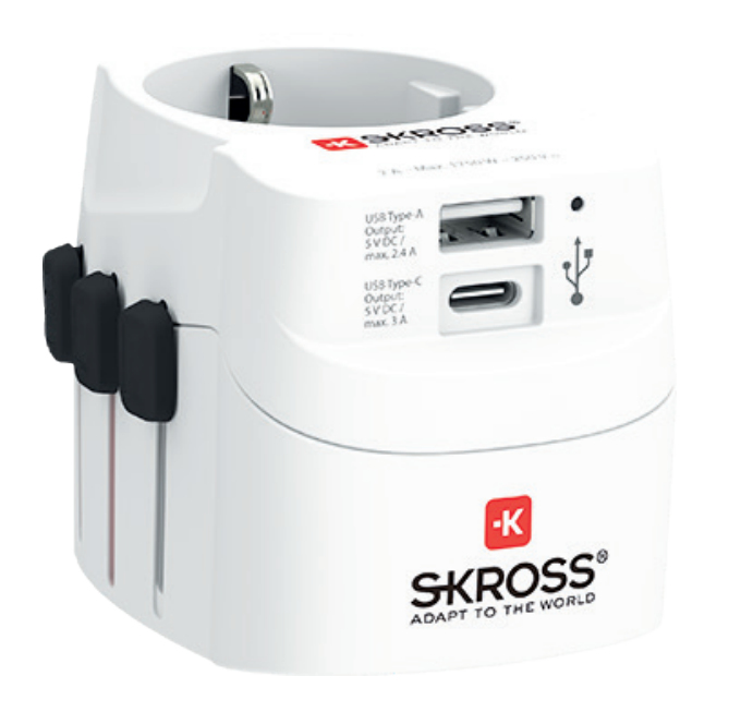 SKROSS 1302472 Reiseadapter PRO Light USB AC - World