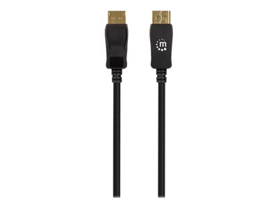 Manhattan DisplayPort 1.4 Cable, 8K@60hz, 3m, Braided Cable, Male to Male, With Latches, Fully Shielded, Black, Lifetime Warranty, Polybag - DisplayPort-Kabel - DisplayPort (M)