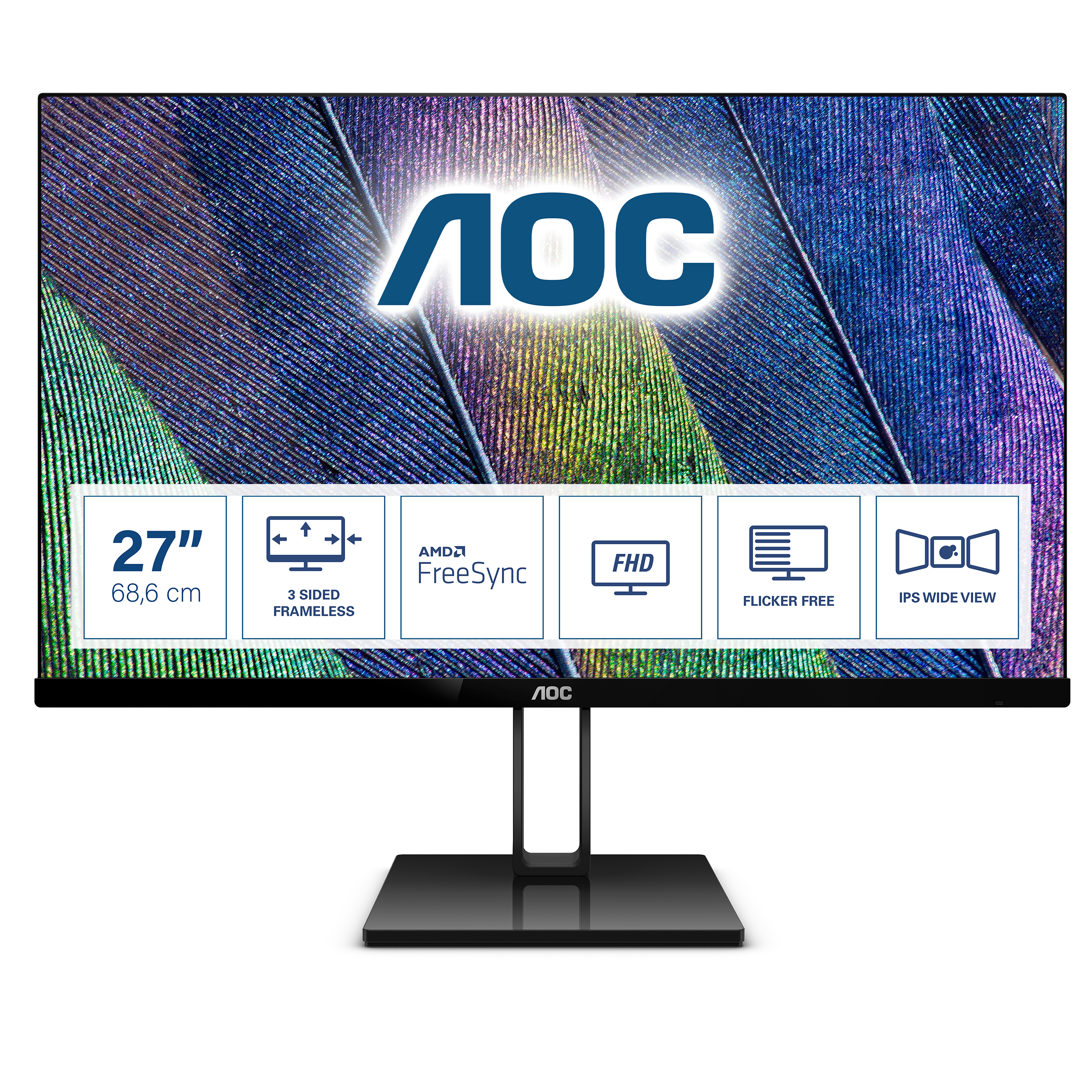 AOC 27V2Q - LED-Monitor - 68.6 cm (27") - 1920 x 1080 Full HD (1080p)