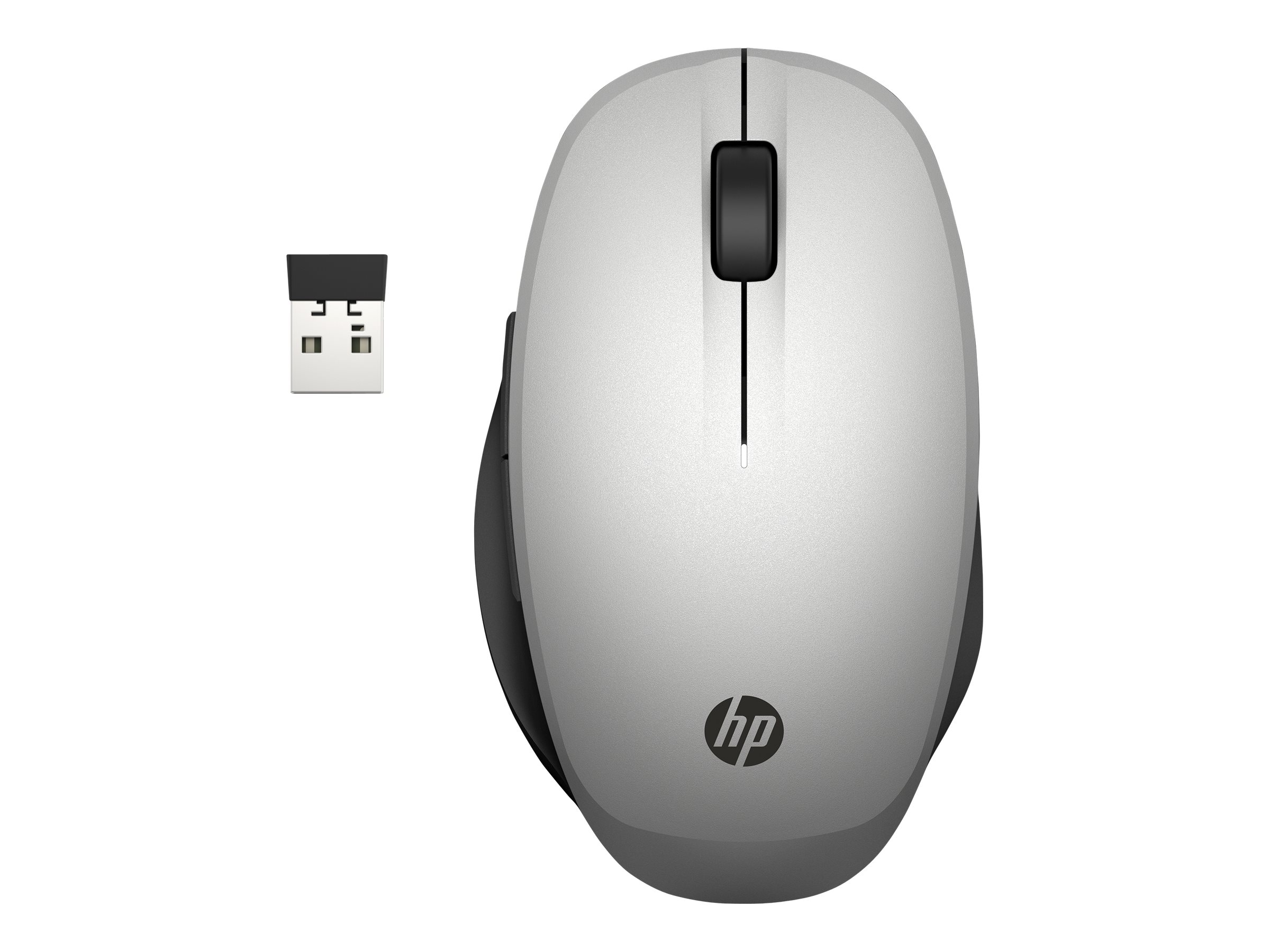 HP Dual Mode - Maus - optisch - kabellos - Bluetooth, 2.4 GHz - kabelloser Empfänger (USB)