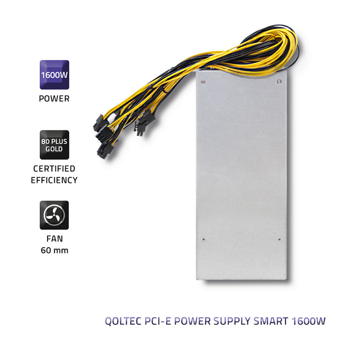Qoltec 50177 PCI-E power supply Smart 1600W| 80 Plus Gold - Data mining - PC-/Server Netzteil - 80 PLUS Gold