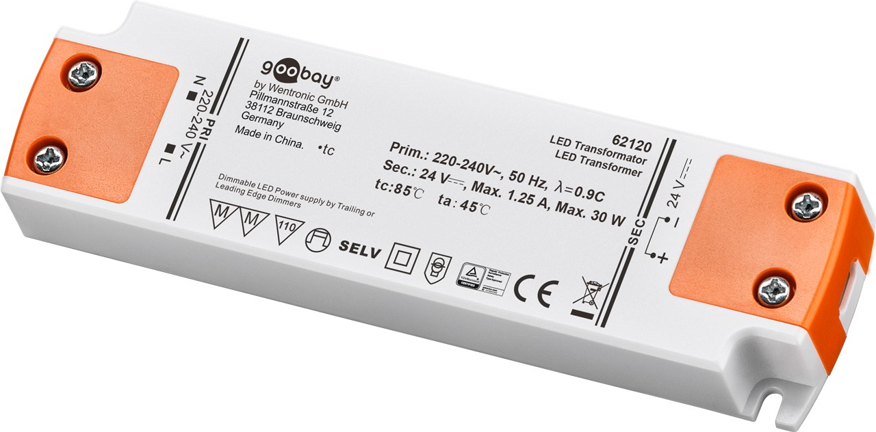 Goobay 62120 - Elektronischer Beleuchtungstransformator - Orange - Weiß - IP20 - -20 - 45 °C - CE - 30 W