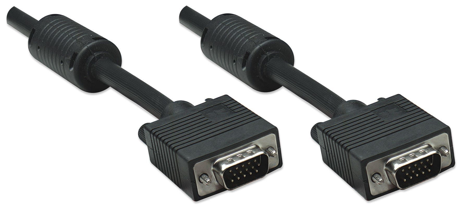 Manhattan VGA Monitor Cable (with Ferrite Cores), 10m, Black, Male to Male, HD15, Cable of higher SVGA Specification (fully compatible)