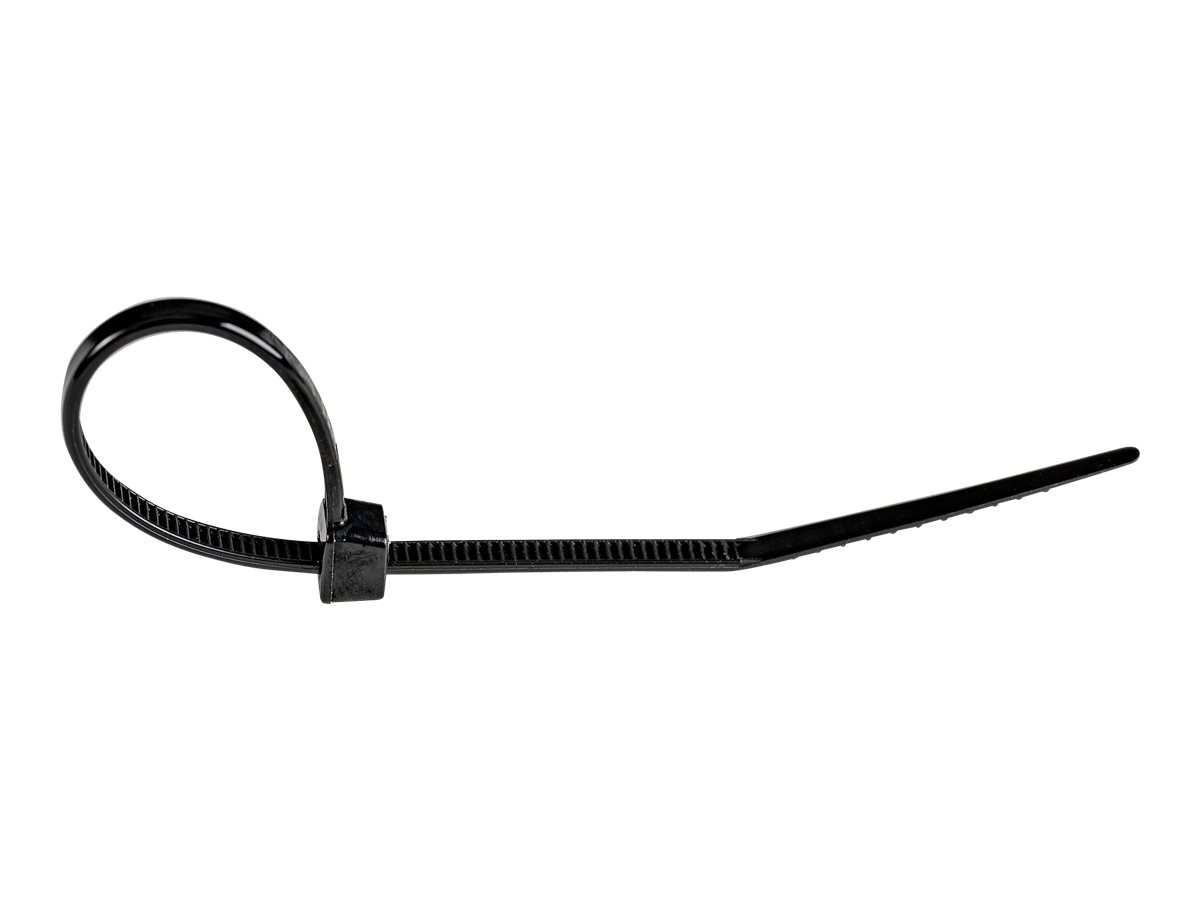 StarTech.com 15cm(6") Cable Ties, 3mm(1/8") wide, 39mm(1-3/8") Bundle Diameter, 18kg(40lb) Tensile Strength, Nylon Self Locking Zip Ties w/ Curved Tip, 94V-2/UL Listed, 1000 Pack, Black - Nylon 66 Plastic - TAA (CBMZT6BK)