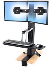 Ergotron WorkFit-S Dual Monitor Standing Desk Workstation - Befestigungskit (Spannbefestigung für Tisch, Spalte, 2 Drehgelenke, Querstange, Tastatur-/Maus-Ablage)