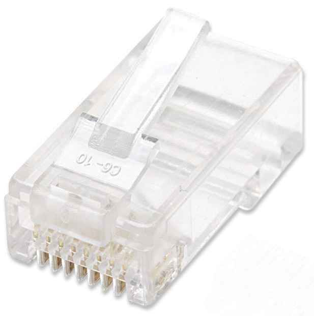Intellinet RJ45 Modular Plugs, Cat5e, UTP, 3-prong, for solid wire, 15 µ gold plated contacts, 100 pack - Netzwerkanschluss - RJ-45 (M)