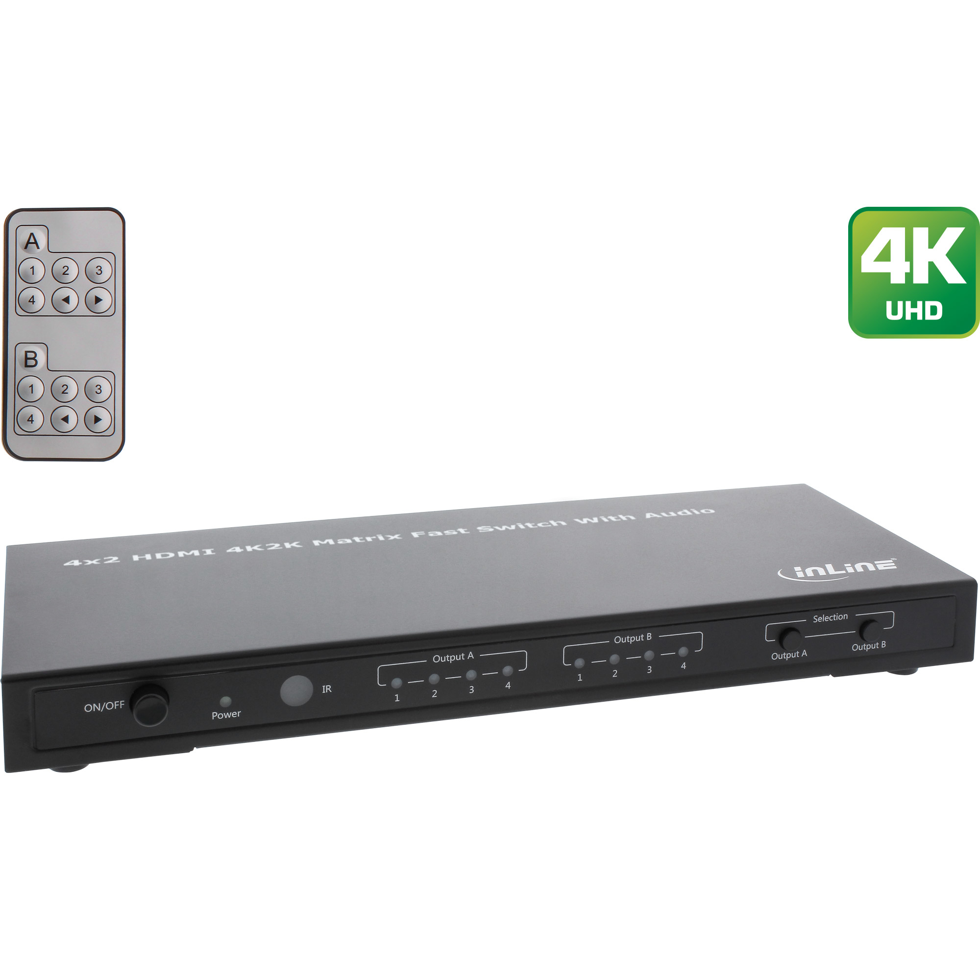 InLine HDMI Matrix Switch, 4K2K, 4 Input ports to 2 Output ports