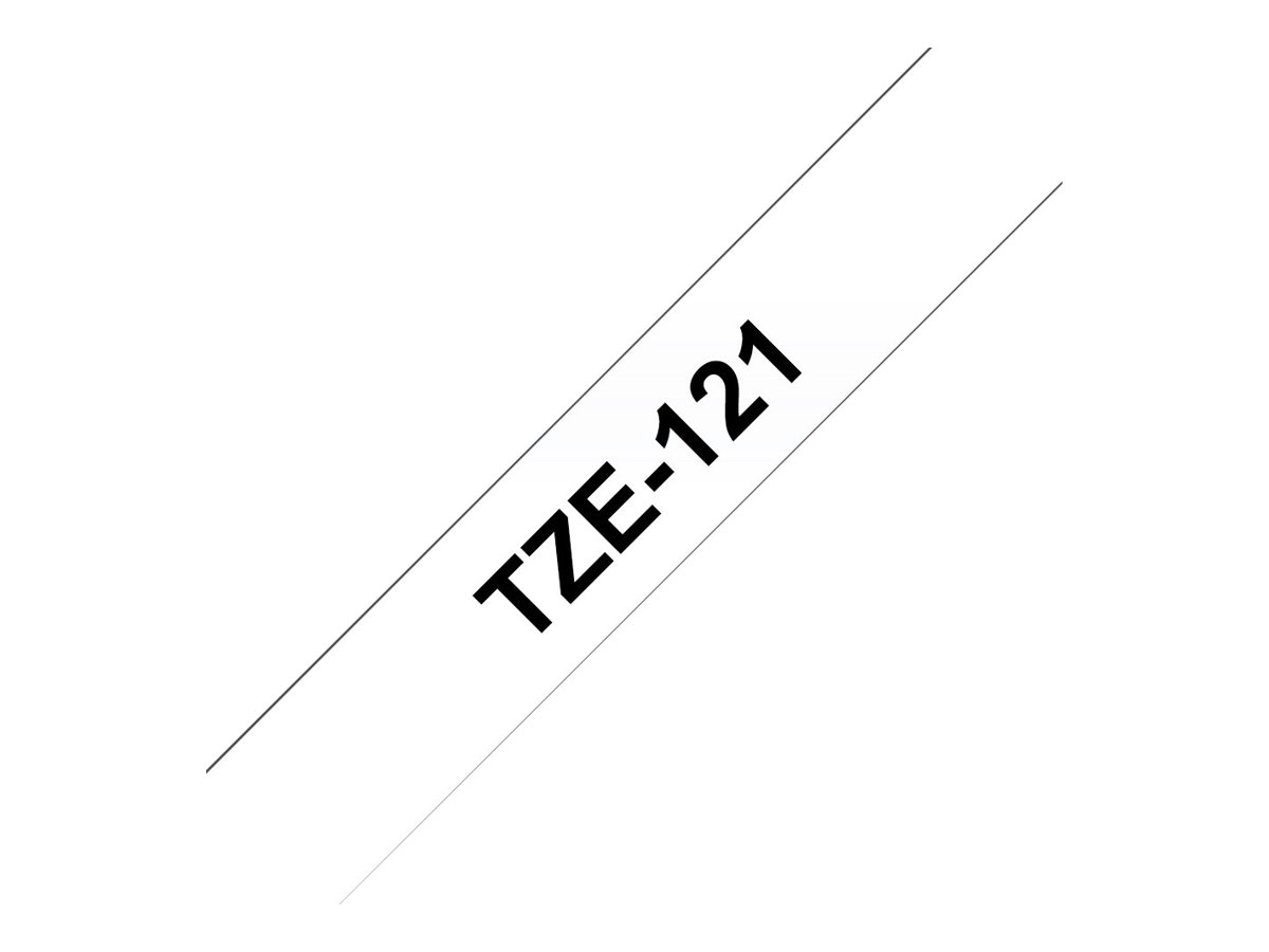 Brother TZe-121 - Selbstklebend - schwarz auf durchsichtig - Rolle (0,9 cm x 8 m)