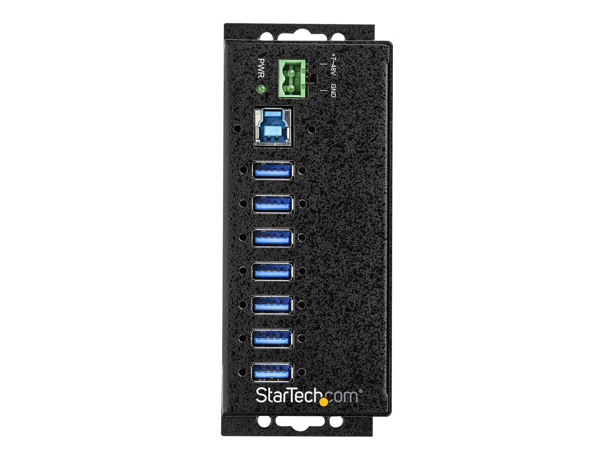 StarTech.com HB30A7AME USB 3.0 Hub (7-Port, Din-Rail,  Industrielle Anwendung, externes Netzteil, Uberspannungsschutz, ESD, 350 W, 15 kV)