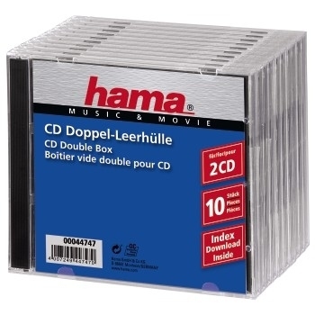 Hama CD Double Jewel Case Standard - Behälter CD-Aufbewahrung - Kapazität: 2 CD - durchsichtig (Packung mit 10)