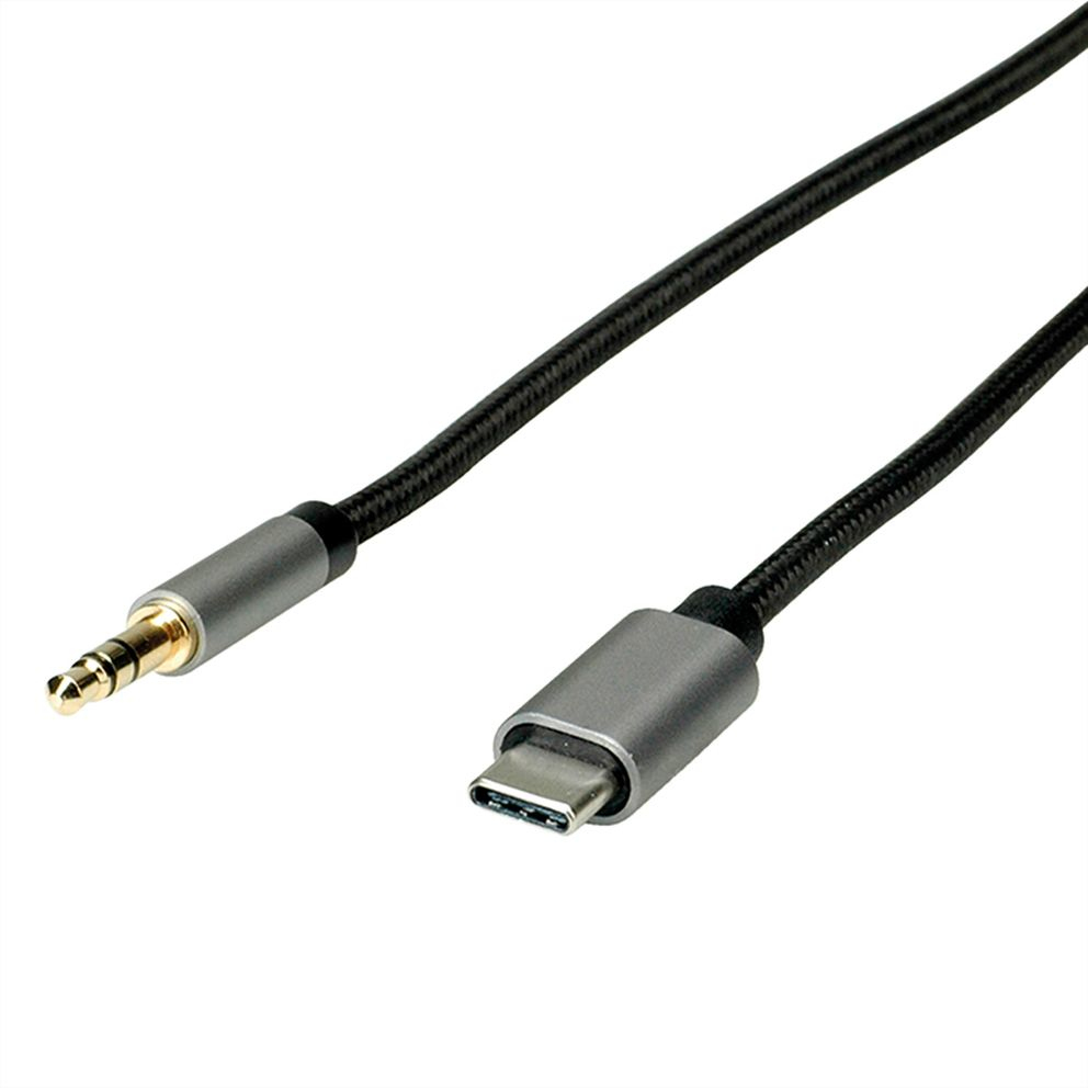 ROLINE Adapter USB-C auf Klinkenstecker - USB-C männlich umkehrbar zu Stereo Mini-Klinkenstecker männlich