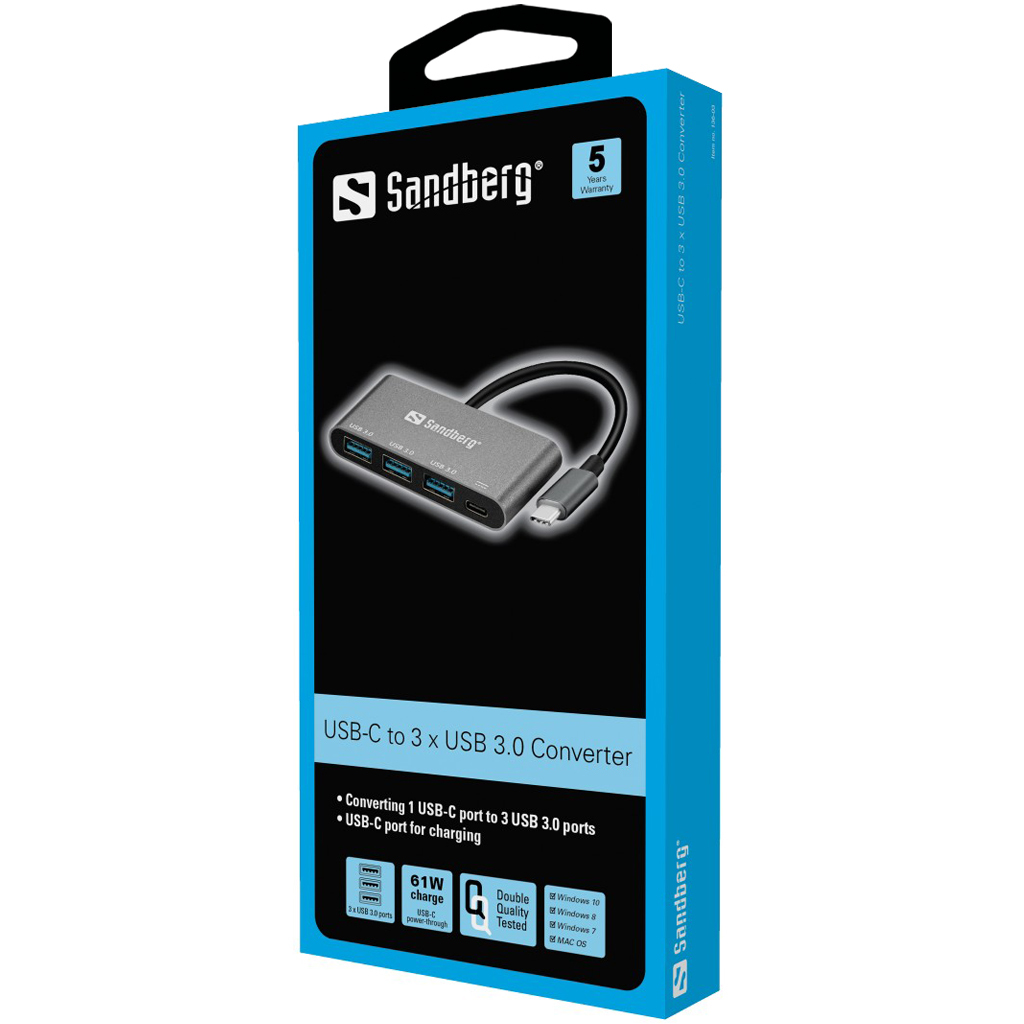 SANDBERG USB-C to 3 x USB 3.0 Converter - USB-Adapter