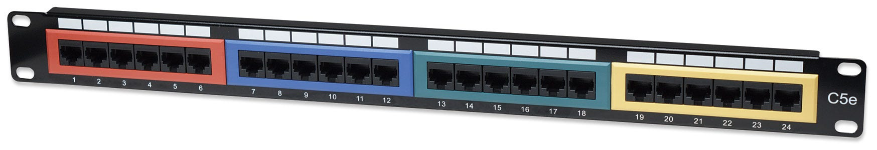 Intellinet 24-Port Cat5e Patchpanel, UTP, 19", 1 HE, farbkodiert - Patch Panel - RJ-45 X 24 - 1U - 48.3 cm (19")