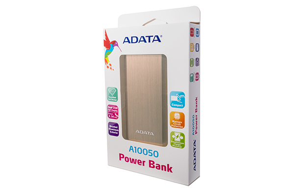 ADATA A10050 Power Bank - Powerbank - 10500 mAh - 2 Ausgabeanschlussstellen (USB)
