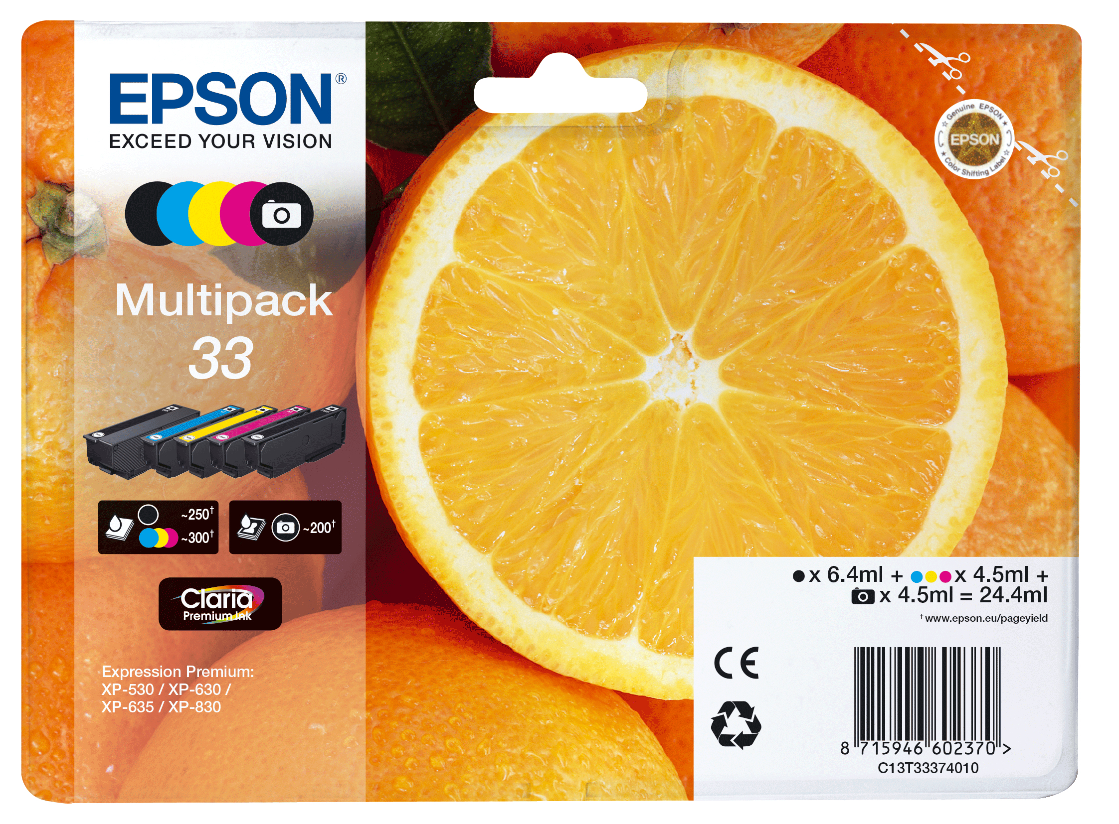 Epson 33 Multipack - 5er-Pack - 24.4 ml - Schwarz, Gelb, Cyan, Magenta, Photo schwarz