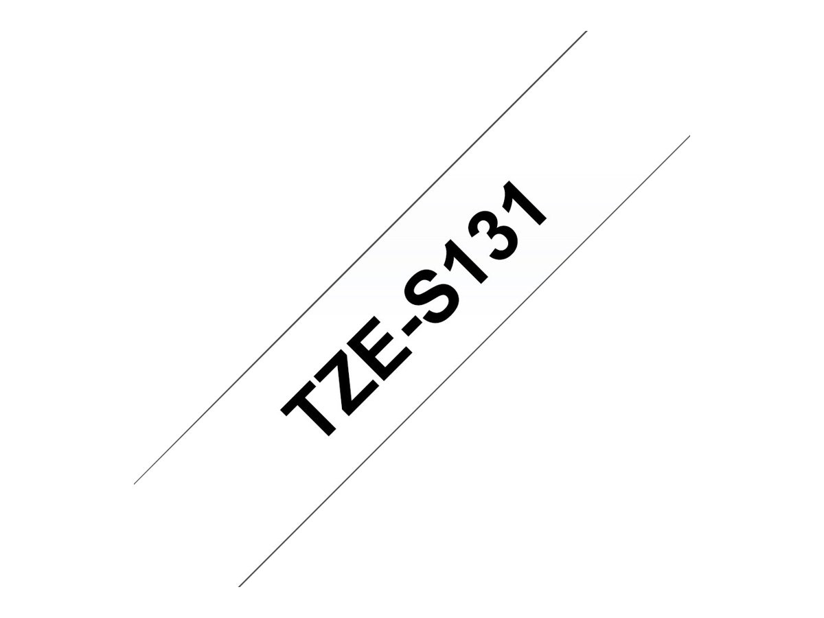 Brother TZe-S131 - Extrem stark haftend - schwarz auf durchsichtig - Rolle (1,2 cm x 8 m)