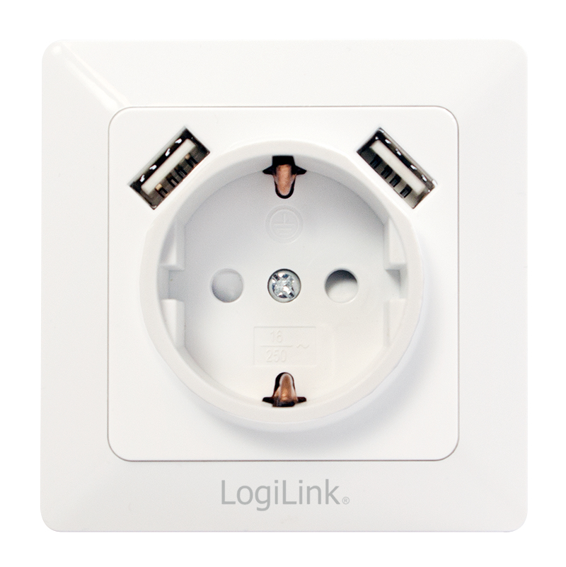 LogiLink 2-port USB wall outlet - Anschlussdose, Unterputz