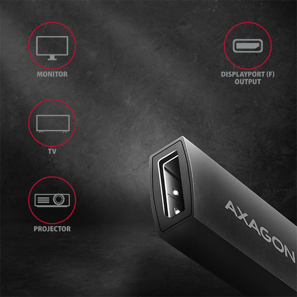 AXAGON RVC-DP cavo e adattatore video 0.22 m USB tipo-C DisplayPort Nero USB-C -> - Adapter - Digital/Daten