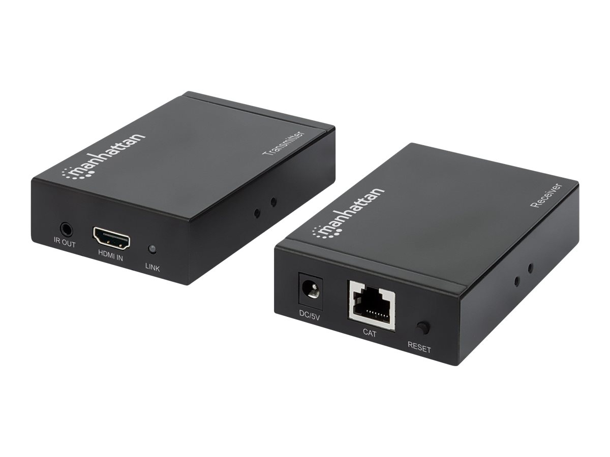 Manhattan 4K HDMI over Ethernet Extender with Integrated Cables, 4K@30Hz, Distances up to 50m with 2x Cat5e or Cat6 Ethernet Cables (not included)